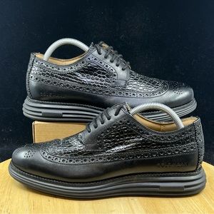 Cole Haan Grand 360 Crocodile Skin Black Leather Size 8.5 Mens